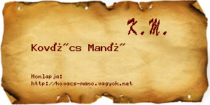 Kovács Manó névjegykártya